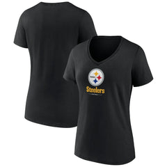 Women's Logo Team Lockup V-Neck T-Shirt - Pittsburgh Steelers