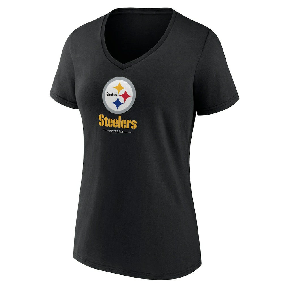 Women's Logo Team Lockup V-Neck T-Shirt - Pittsburgh Steelers