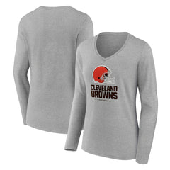 Women's Logo Team Lockup Long Sleeve V-Neck T-Shirt - Cleveland Browns