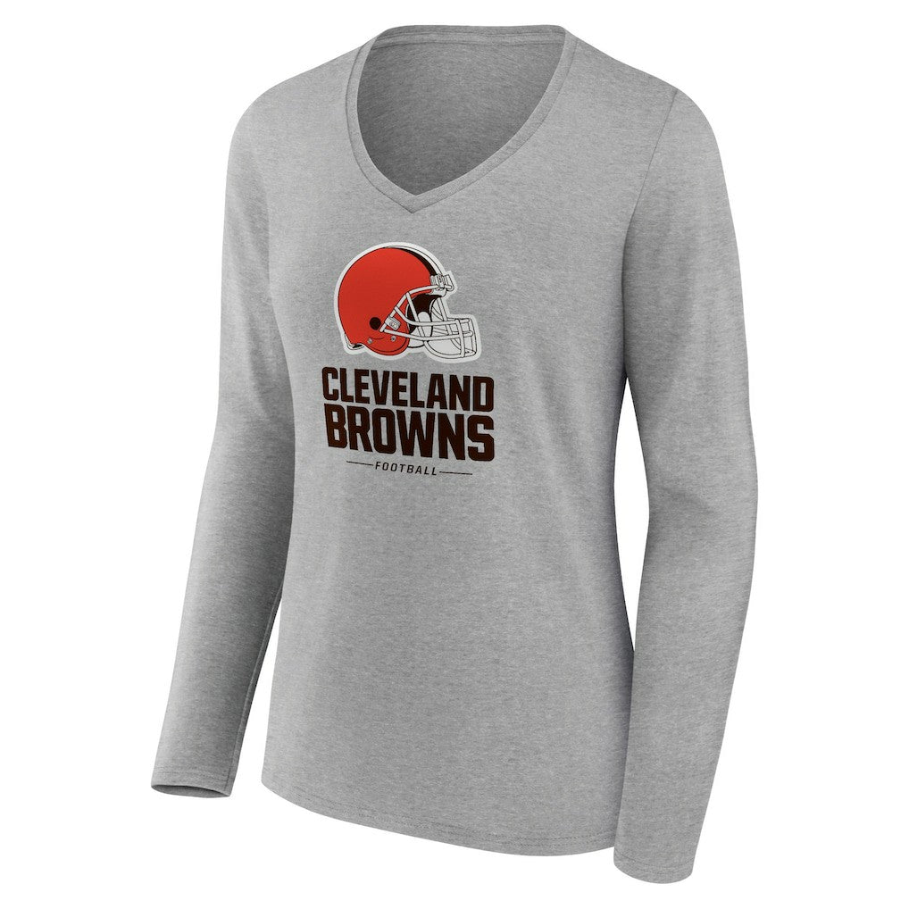 Women's Logo Team Lockup Long Sleeve V-Neck T-Shirt - Cleveland Browns