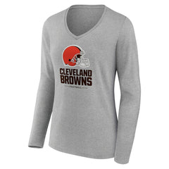 Women's Logo Team Lockup Long Sleeve V-Neck T-Shirt - Cleveland Browns
