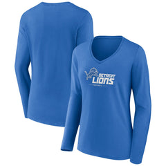 Women's Logo Team Lockup Long Sleeve V-Neck T-Shirt - Detroit Lions