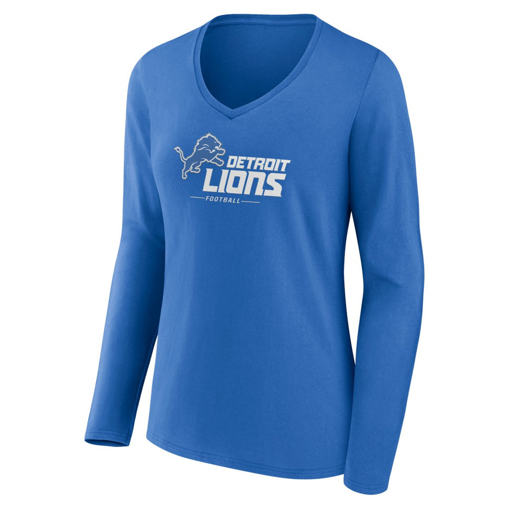 Women's Logo Team Lockup Long Sleeve V-Neck T-Shirt - Detroit Lions