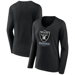 Women's Logo Team Lockup Long Sleeve V-Neck T-Shirt - Las Vegas Raiders