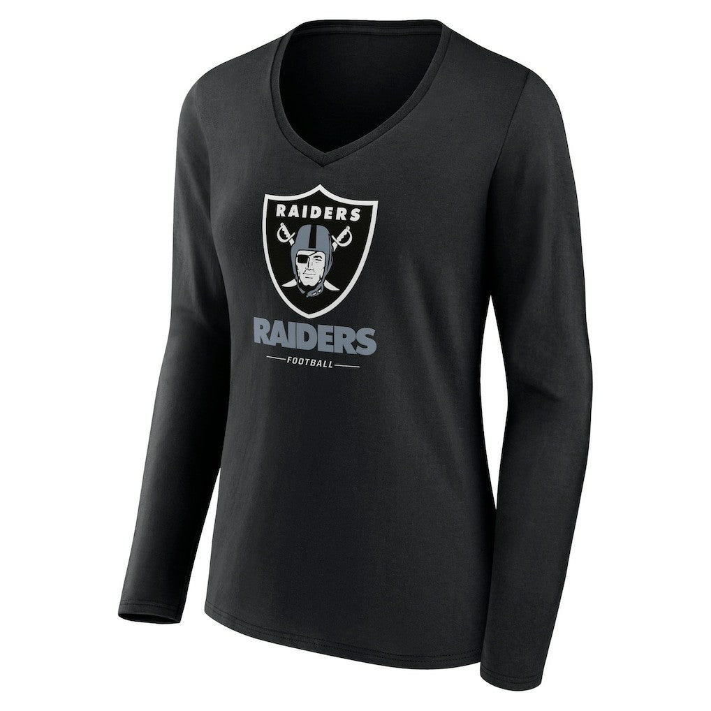 Women's Logo Team Lockup Long Sleeve V-Neck T-Shirt - Las Vegas Raiders