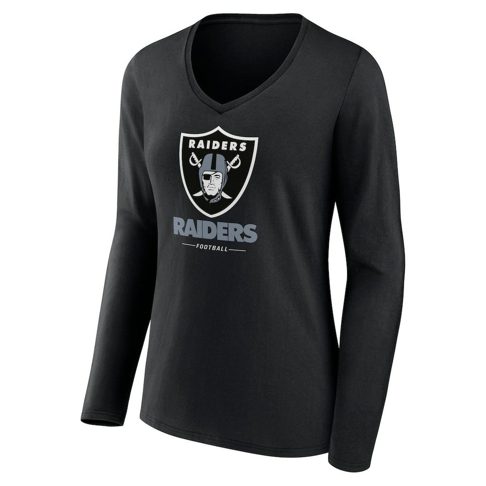 Women's Logo Team Lockup Long Sleeve V-Neck T-Shirt - Las Vegas Raiders