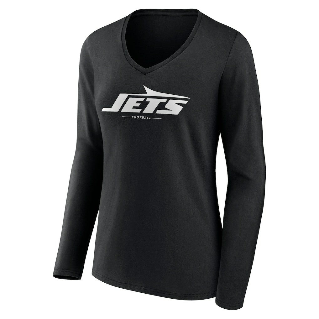 Women's Logo Team Lockup Long Sleeve V-Neck T-Shirt - New York Jets