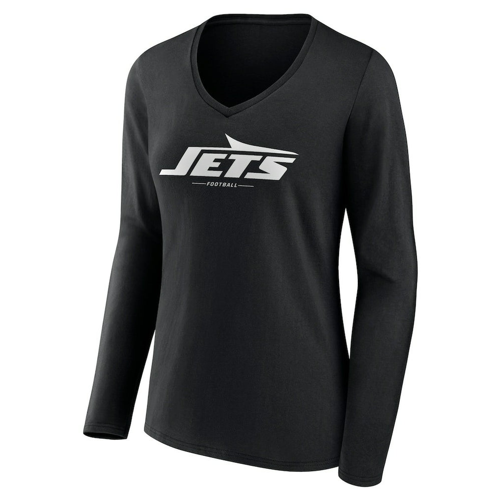 Women's Logo Team Lockup Long Sleeve V-Neck T-Shirt - New York Jets
