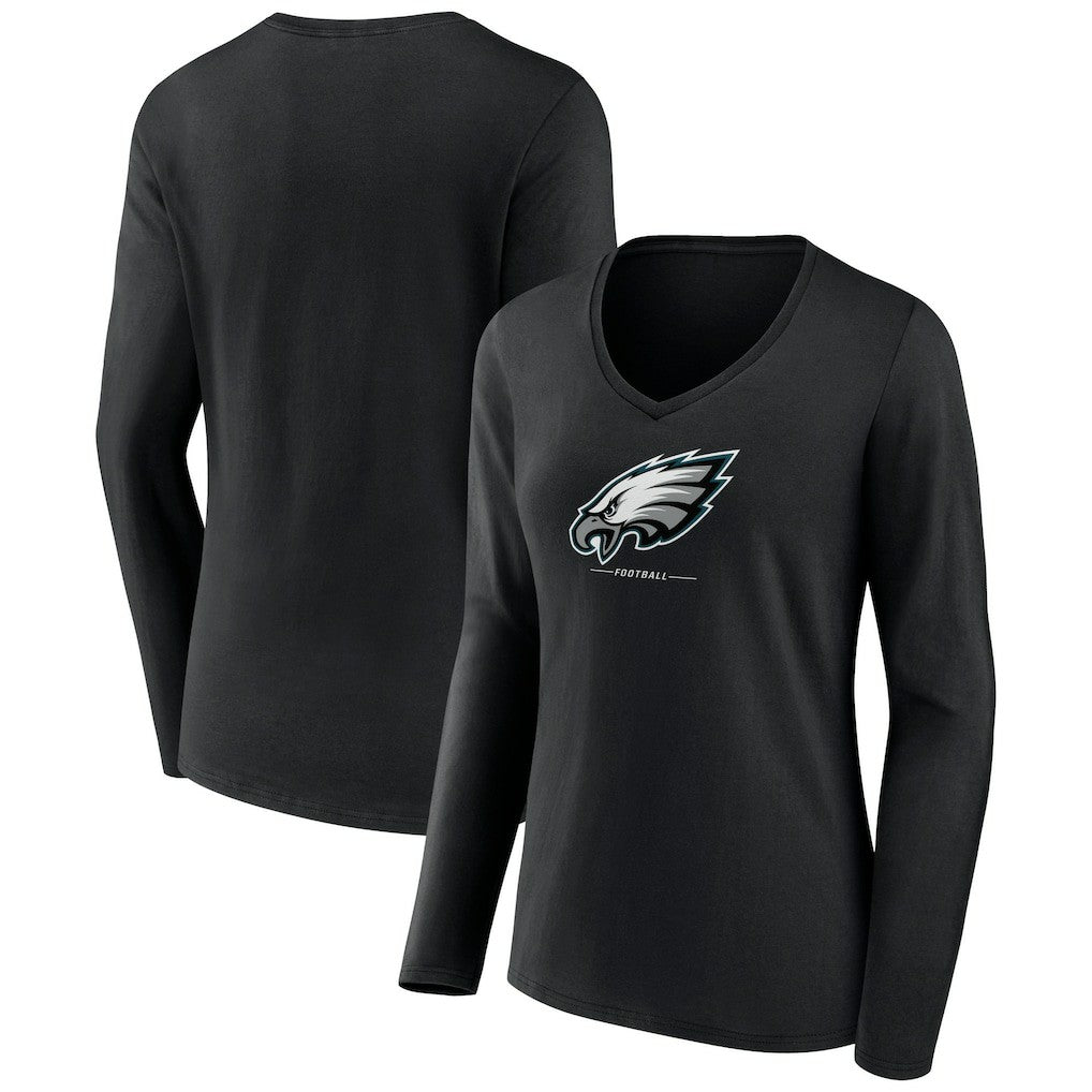 Women's Logo Team Lockup Long Sleeve V-Neck T-Shirt - Philadelphia Eagles
