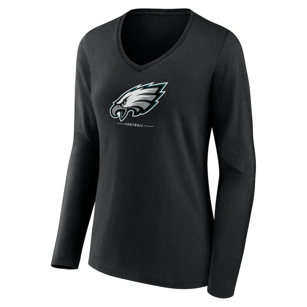 Women's Logo Team Lockup Long Sleeve V-Neck T-Shirt - Philadelphia Eagles