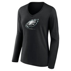 Women's Logo Team Lockup Long Sleeve V-Neck T-Shirt - Philadelphia Eagles