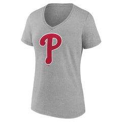 MLB Philadelphia Phillies Women's Official Logo V-Neck T-Shirt