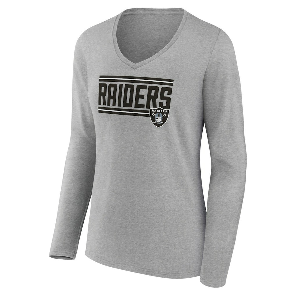 Women's On Side Stripe Long Sleeve V-Neck T-Shirt - Las Vegas Raiders