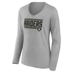 Women's On Side Stripe Long Sleeve V-Neck T-Shirt - Las Vegas Raiders