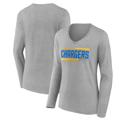 Women's On Side Stripe Long Sleeve V-Neck T-Shirt - Los Angeles Chargers