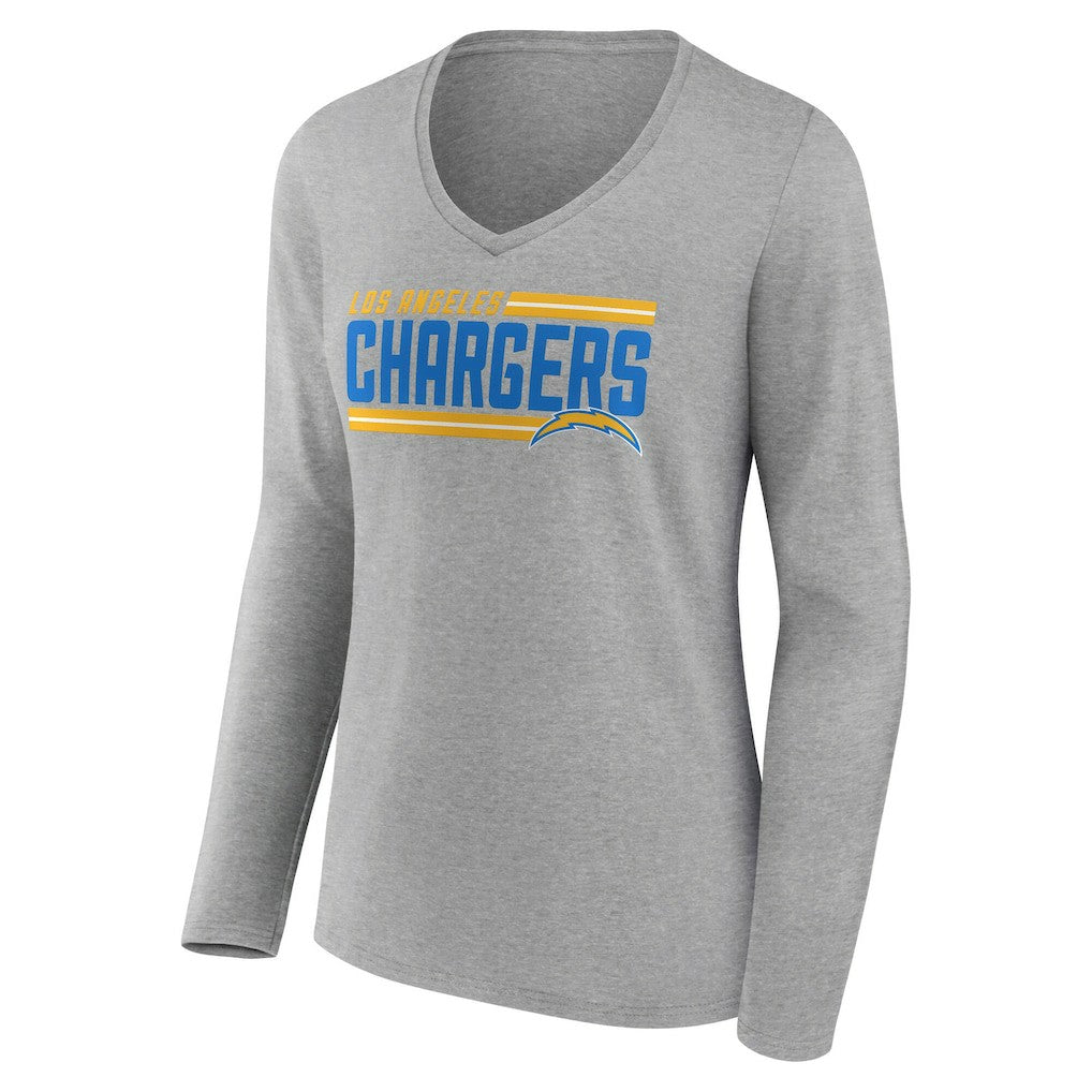 Women's On Side Stripe Long Sleeve V-Neck T-Shirt - Los Angeles Chargers