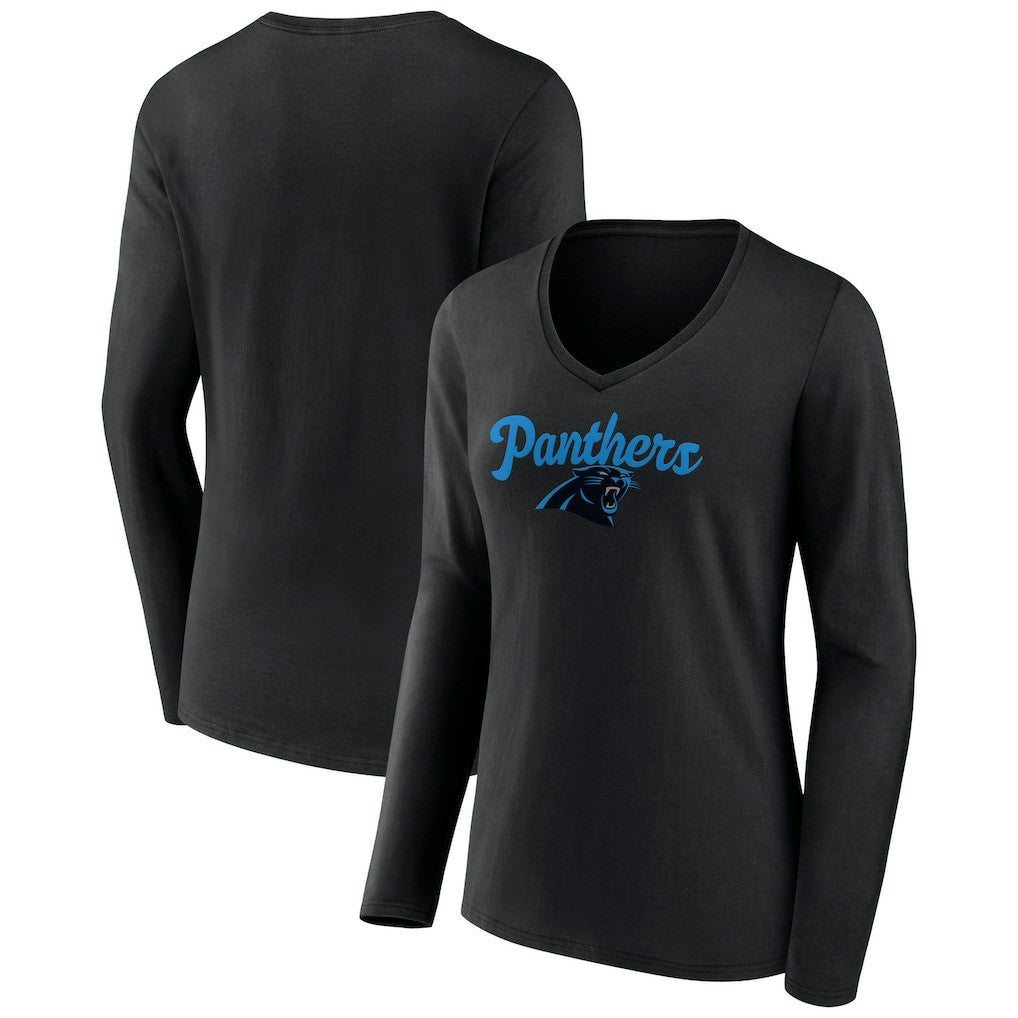 Women's Freehand Team Long Sleeve V-Neck T-Shirt - Carolina Panthers