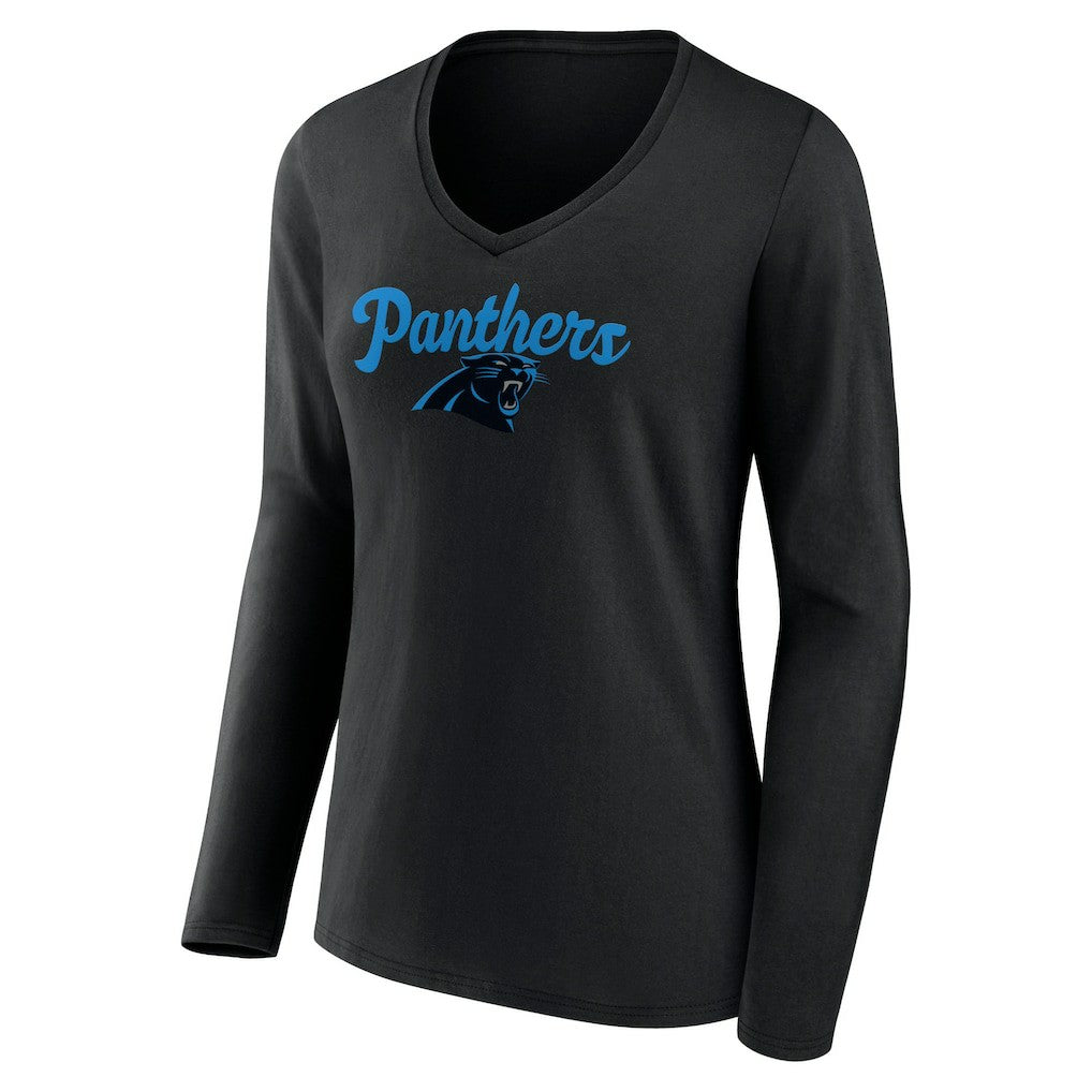 Women's Freehand Team Long Sleeve V-Neck T-Shirt - Carolina Panthers