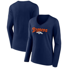 Women's Freehand Team Long Sleeve V-Neck T-Shirt - Denver Broncos