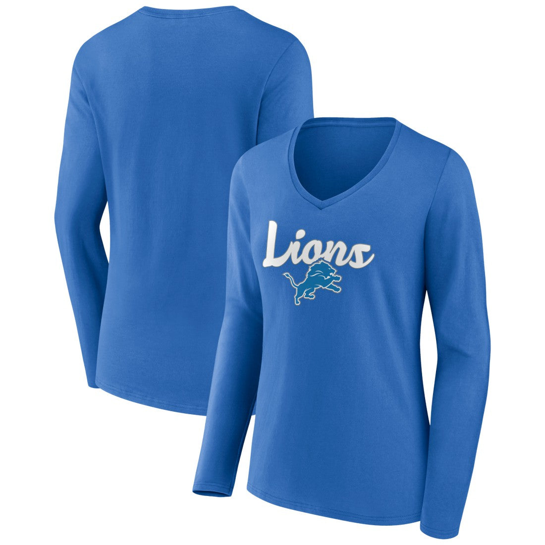 Women's Freehand Team Long Sleeve V-Neck T-Shirt - Detroit Lions
