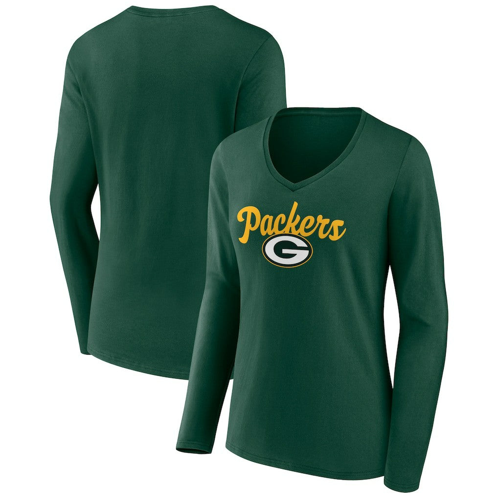 Women's Freehand Team Long Sleeve V-Neck T-Shirt - Green Bay Packers