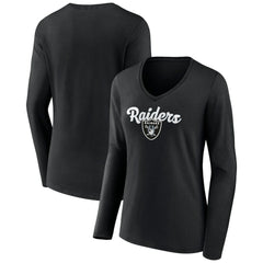 Women's Freehand Team Long Sleeve V-Neck T-Shirt - Las Vegas Raiders
