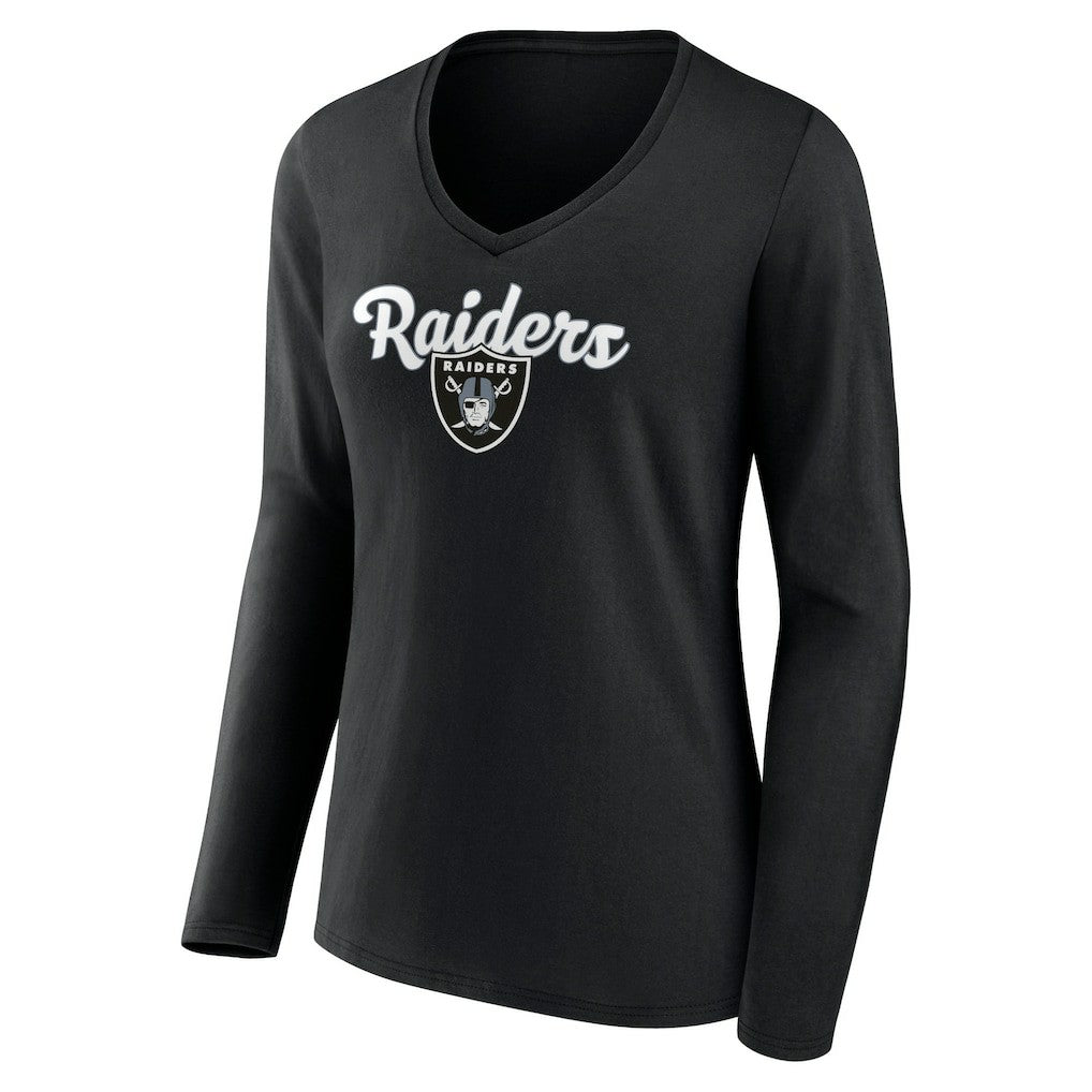 Women's Freehand Team Long Sleeve V-Neck T-Shirt - Las Vegas Raiders