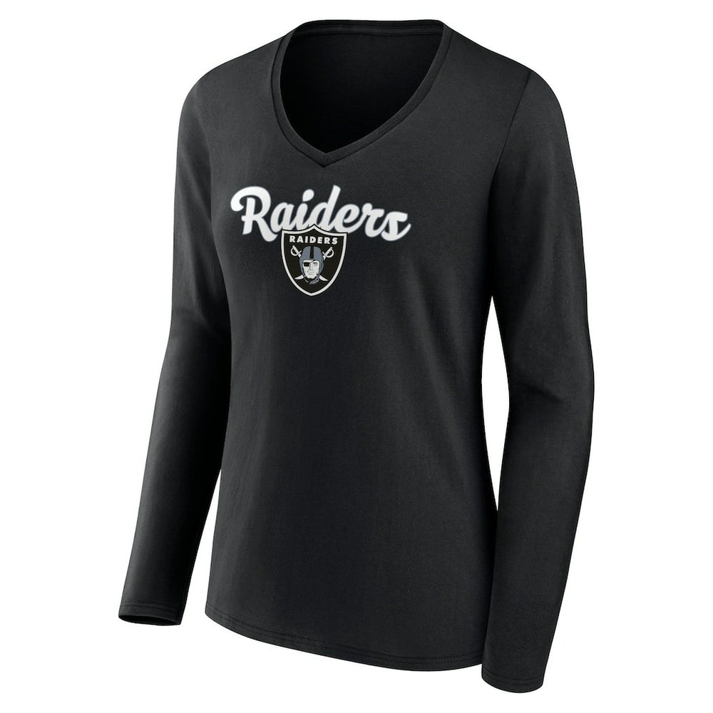 Women's Freehand Team Long Sleeve V-Neck T-Shirt - Las Vegas Raiders