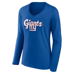 Women's Freehand Team Long Sleeve V-Neck T-Shirt - New York Giants