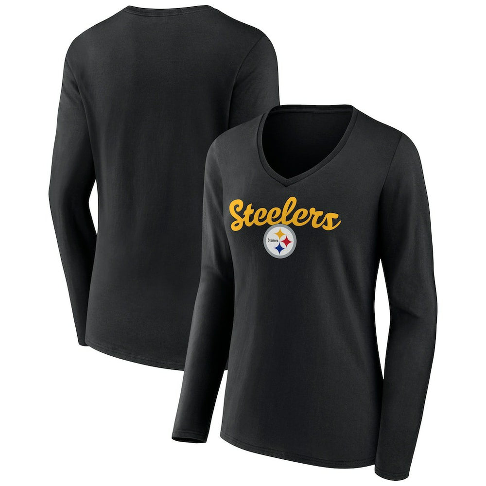 Women's Freehand Team Long Sleeve V-Neck T-Shirt - Pittsburgh Steelers