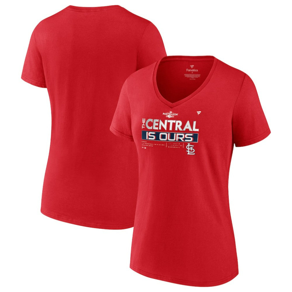 MLB St. Louis Cardinals Fanatics Women's 2022 NL Central Division Champions Locker Room V-Neck T-Shirt
