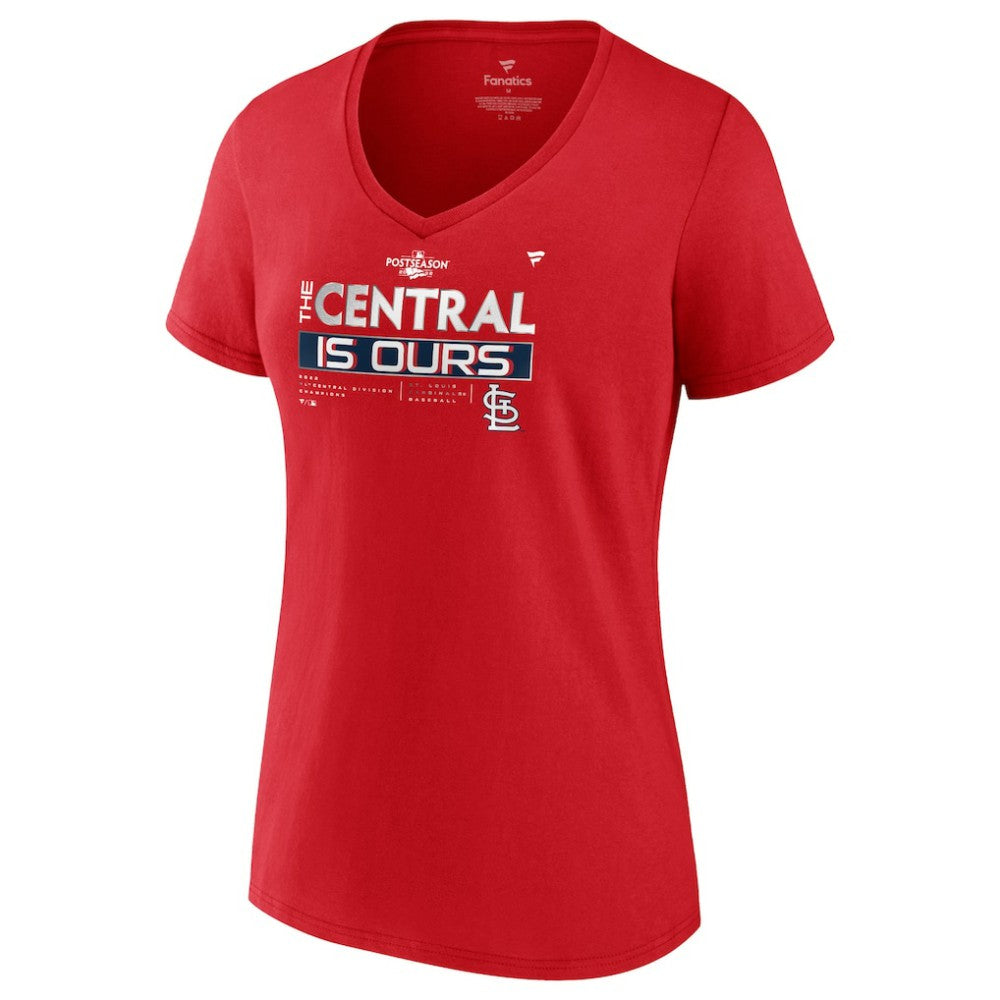 MLB St. Louis Cardinals Fanatics Women's 2022 NL Central Division Champions Locker Room V-Neck T-Shirt