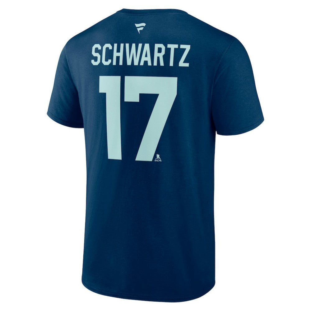 NHL Deep Sea Blue Jaden Schwartz Seattle Kraken Fanatics Special Edition 2.0 Name & Number T-Shirt