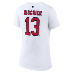 NHL White Nico Hischier New Jersey Devils Fanatics Women's Special Edition 2.0 Name & Number V-Neck T-Shirt