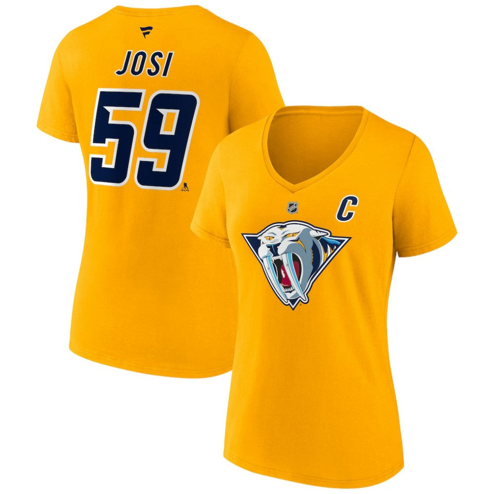 NHL Yellow Roman Josi Nashville Predators Fanatics Women's Special Edition 2.0 Name & Number V-Neck T-Shirt