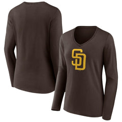 MLB San Diego Padres Women's Team Logo Long Sleeve V-Neck T-Shirt