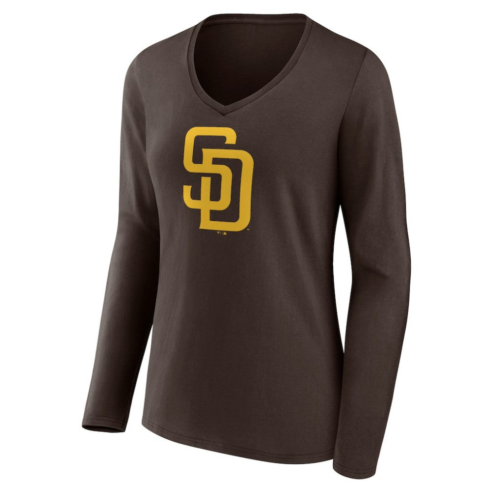 MLB San Diego Padres Women's Team Logo Long Sleeve V-Neck T-Shirt