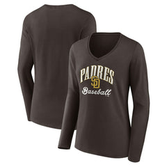 MLB San Diego Padres Women's Victory Script Long Sleeve V-Neck T-Shirt