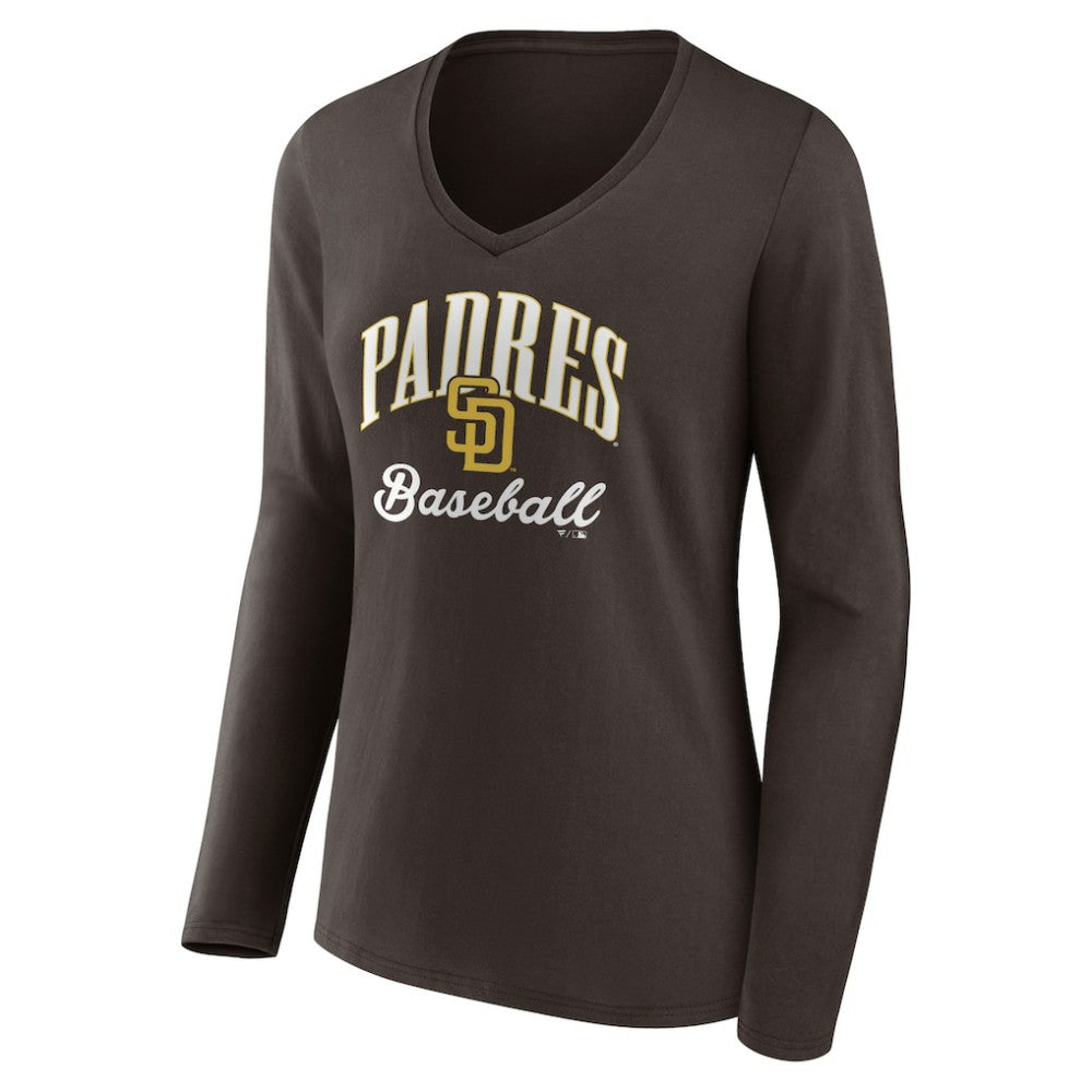 MLB San Diego Padres Women's Victory Script Long Sleeve V-Neck T-Shirt