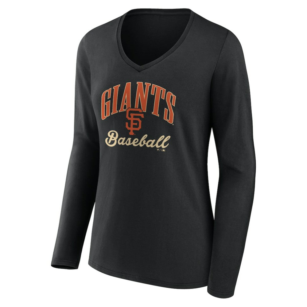 MLB San Francisco Giants Women's Victory Script Long Sleeve V-Neck T-Shirt