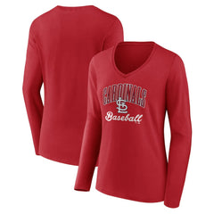 MLB St. Louis Cardinals Women's Victory Script Long Sleeve V-Neck T-Shirt