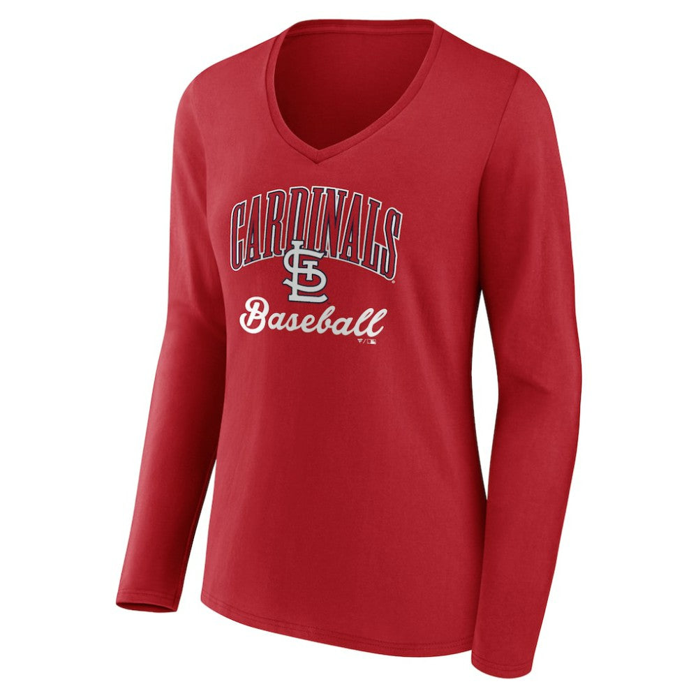 MLB St. Louis Cardinals Women's Victory Script Long Sleeve V-Neck T-Shirt