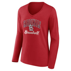 MLB St. Louis Cardinals Women's Victory Script Long Sleeve V-Neck T-Shirt