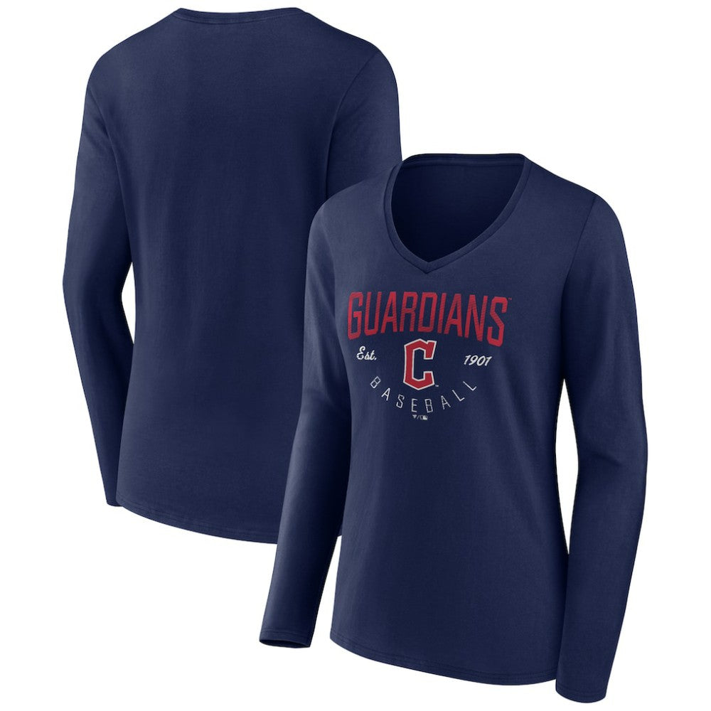 MLB Cleveland Guardians Women's Live For It Long Sleeve Long Sleeve V-Neck T-Shirt