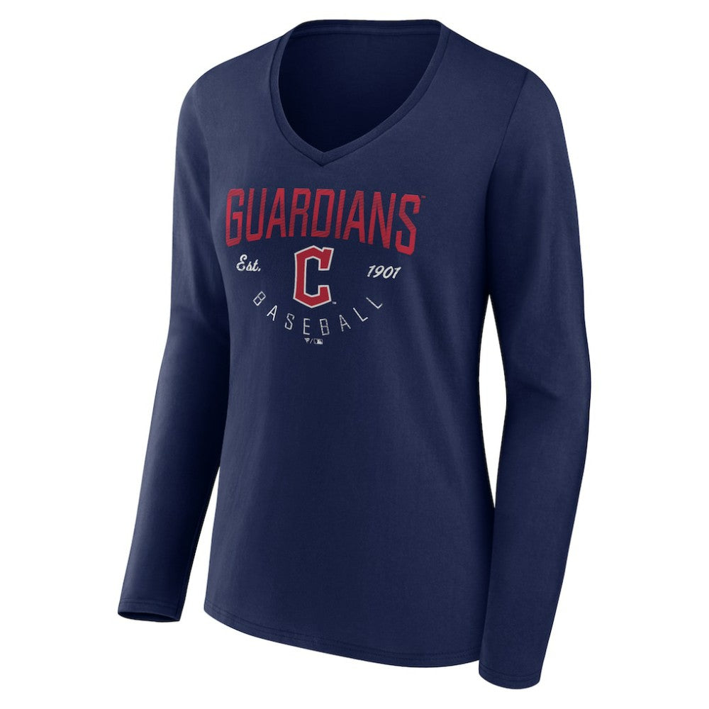 MLB Cleveland Guardians Women's Live For It Long Sleeve Long Sleeve V-Neck T-Shirt