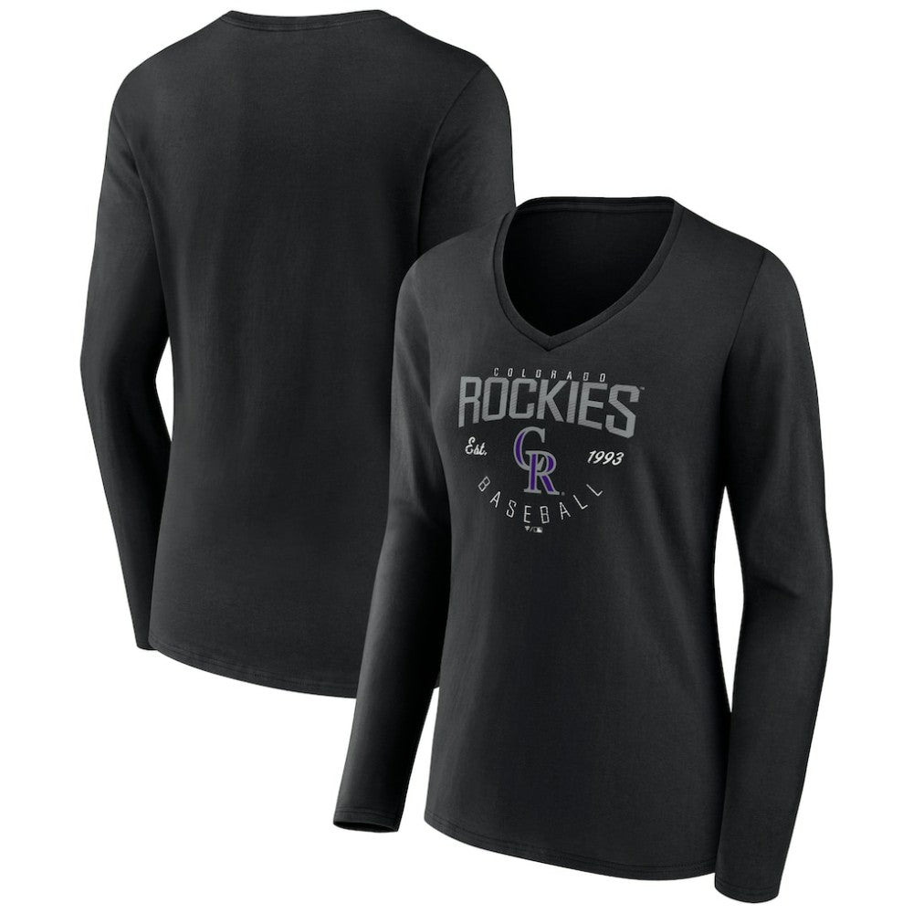 MLB Colorado Rockies Women's Live For It Long Sleeve Long Sleeve V-Neck T-Shirt