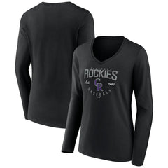 MLB Colorado Rockies Women's Live For It Long Sleeve Long Sleeve V-Neck T-Shirt