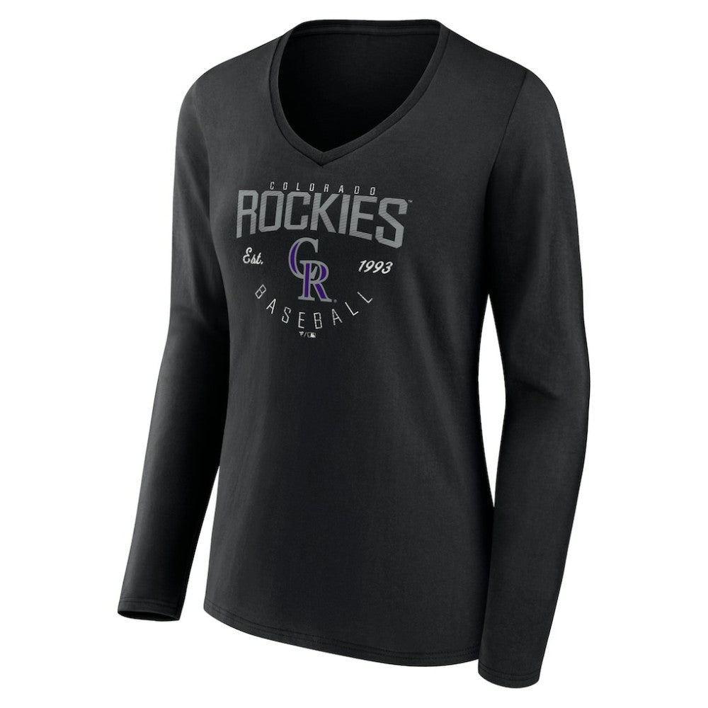 MLB Colorado Rockies Women's Live For It Long Sleeve Long Sleeve V-Neck T-Shirt