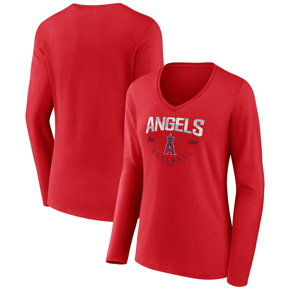 MLB Los Angeles Angels Women's Live For It Long Sleeve Long Sleeve V-Neck T-Shirt