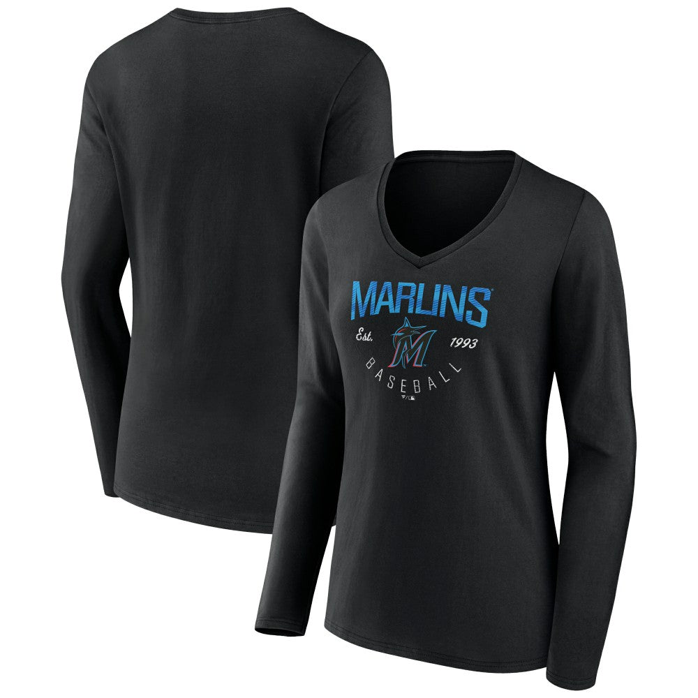 MLB Miami Marlins Women's Live For It Long Sleeve Long Sleeve V-Neck T-Shirt